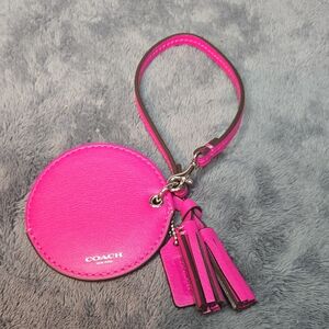 Coach Compact Mirror With Tassel Charm Fuchsia Key Holder